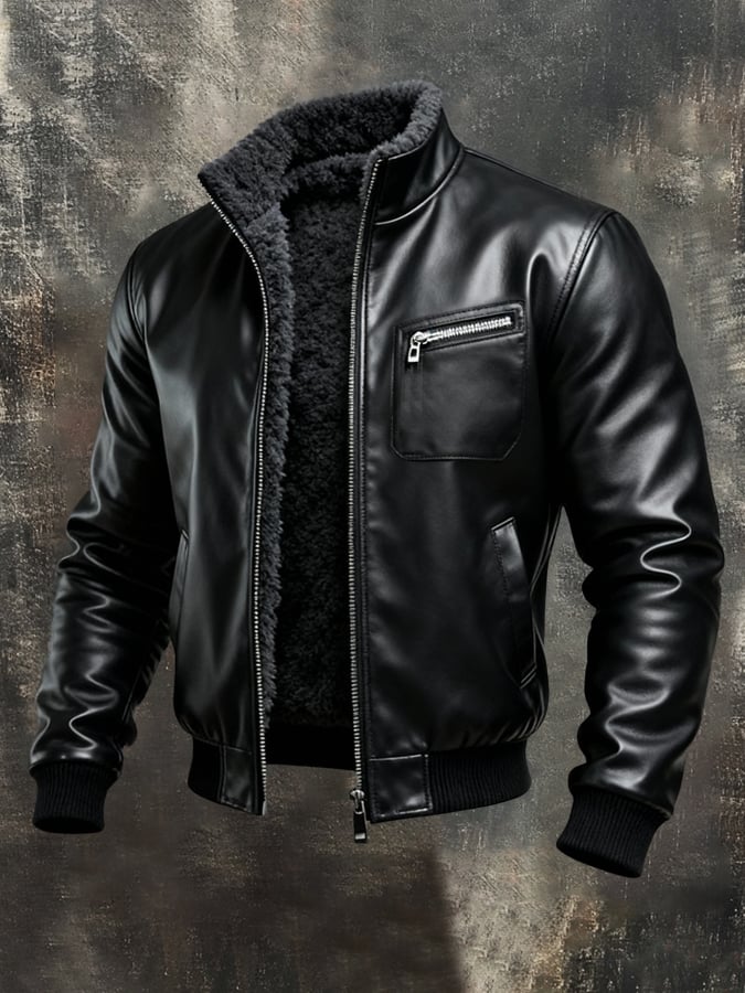 Herren Retro Leder Outdoor-Jacke - Vintage Style