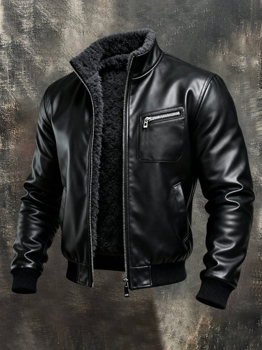 Herren Retro Leder Outdoor-Jacke - Vintage Style