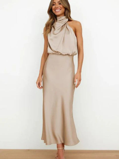 Laura | Stehkragen Halterkleid ohne Ärmel