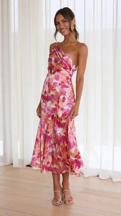 Karoline | Ein-Schulter-Blumenkleid