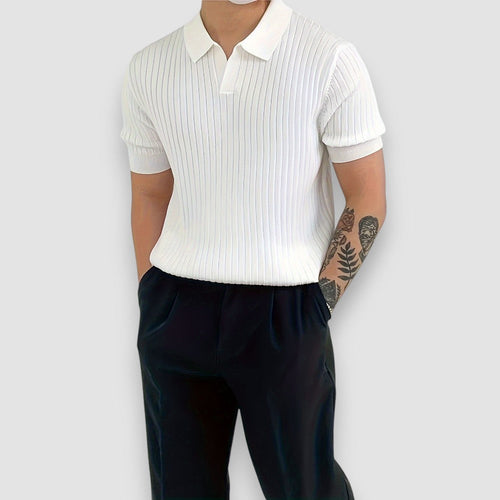 Vallo | Geripptes Kurzarm Herren Polo-Shirt