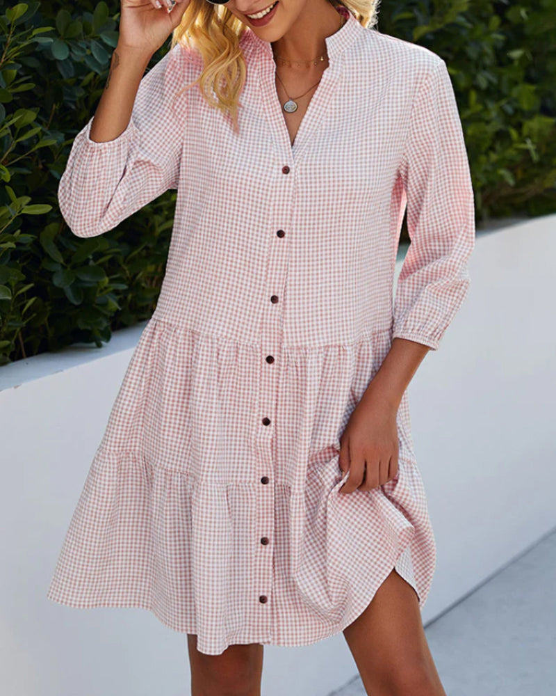 Emilia | Kariertes Midi-Hemdkleid