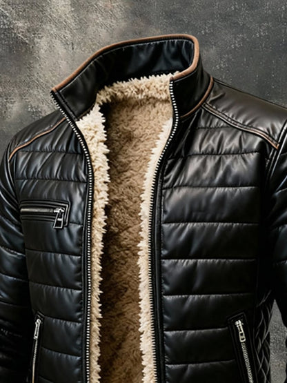 Vintage Herren Outdoor-Jacke - Plüsch & Leder-Optik