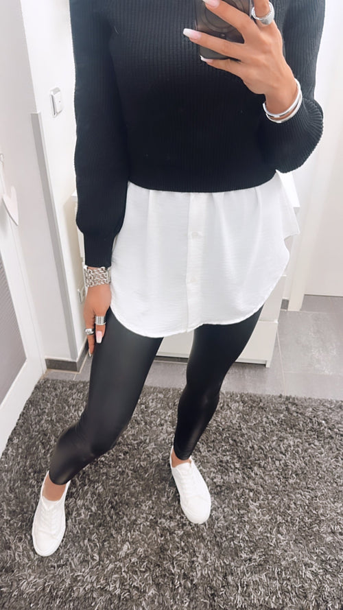 Blusenrock Weiß - Fake Bluse für Lagenlook unter Pullover