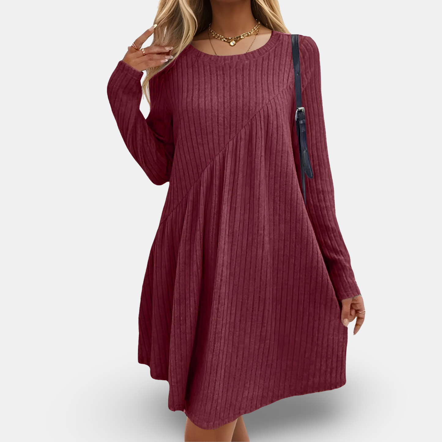 Clarita | Weiches & Cequemes Kleid mit langen Ärmeln