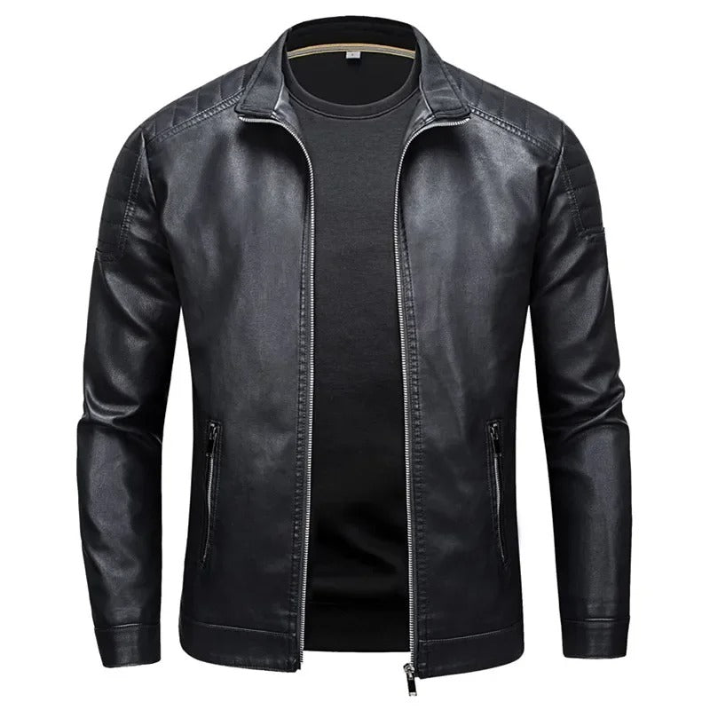 Stehkragen Lederjacke