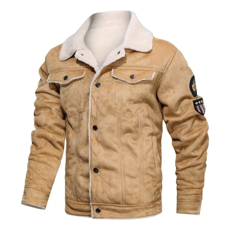 Elegante Warme Fleece Lederjacke