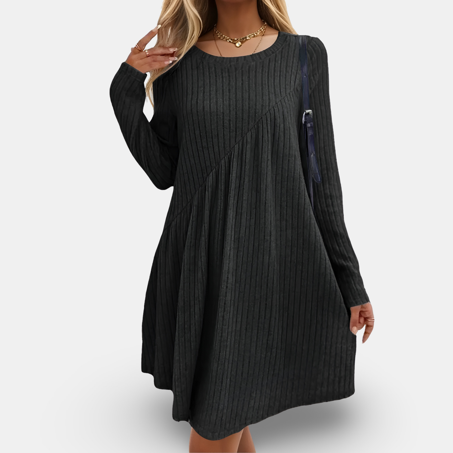 Clarita | Weiches & Cequemes Kleid mit langen Ärmeln