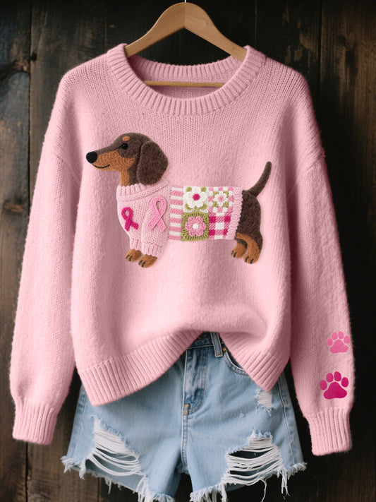 Naomi – Wollpullover mit Dackel-Filzmuster