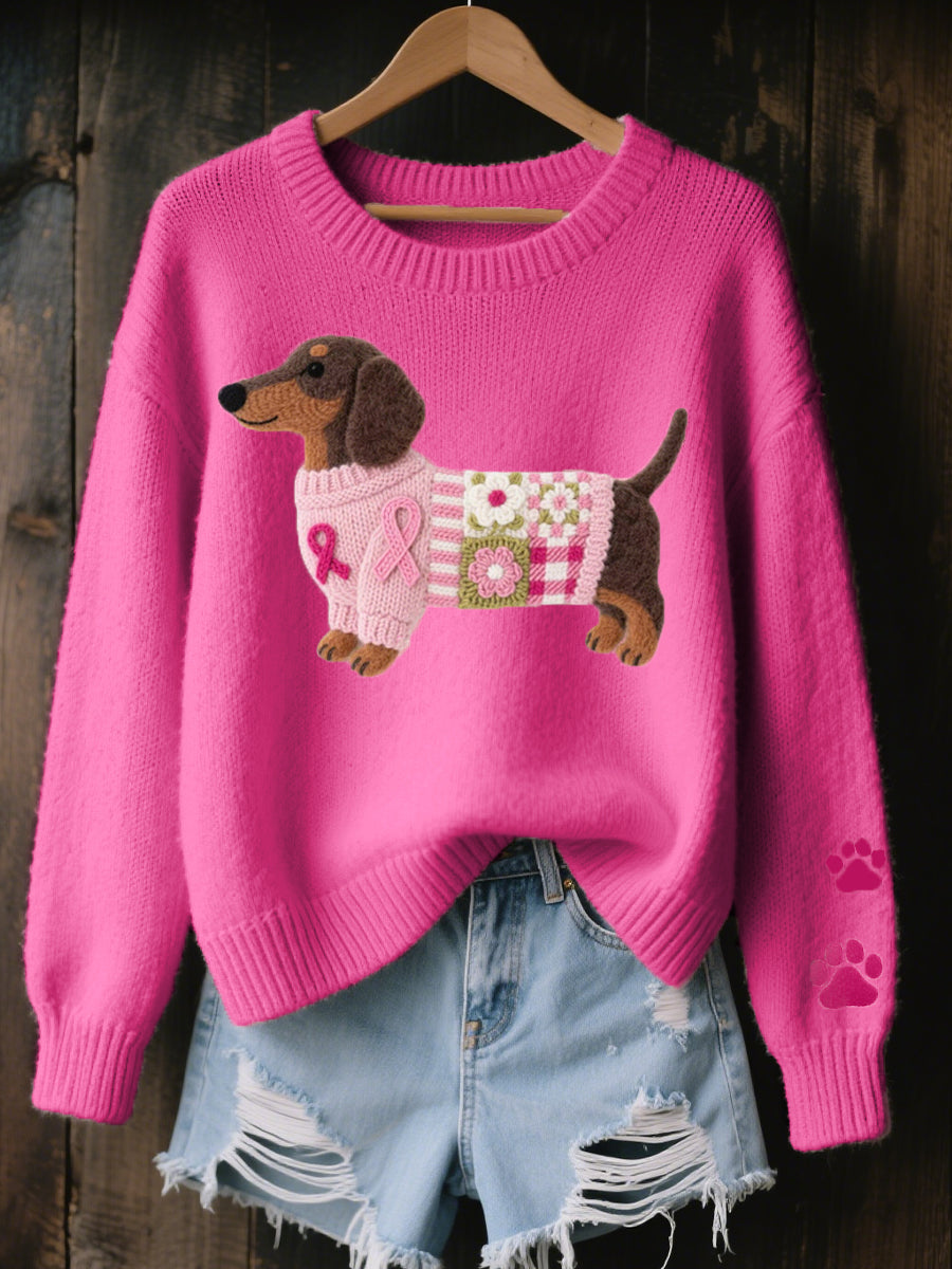 Naomi – Wollpullover mit Dackel-Filzmuster