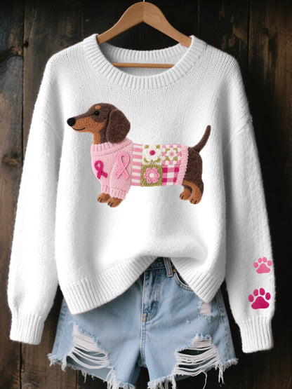 Naomi – Wollpullover mit Dackel-Filzmuster