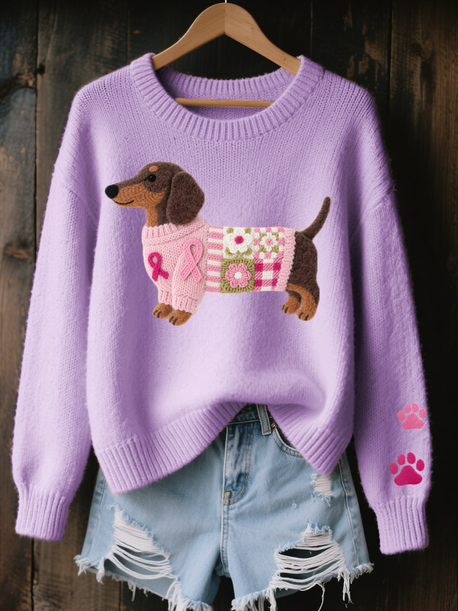 Naomi – Wollpullover mit Dackel-Filzmuster
