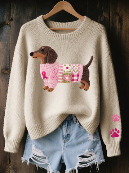Naomi – Wollpullover mit Dackel-Filzmuster
